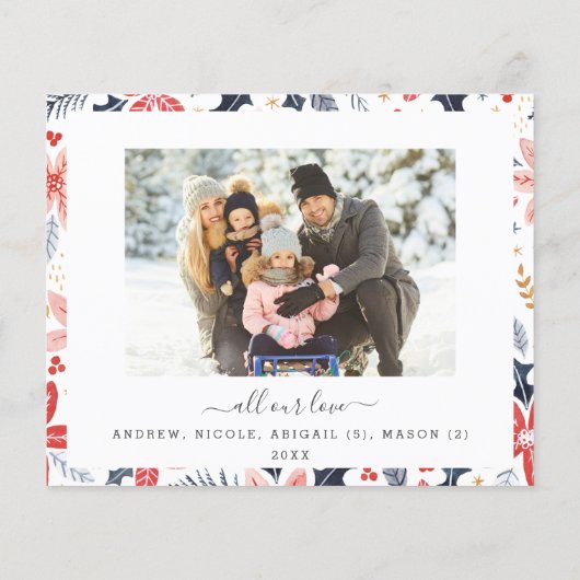 Budget Happy Holiday Red Script Foto Moderne Karte (Rückseite)