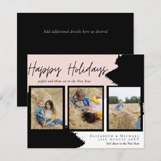 Budget Happy Holidays Fotokarten Abstrakt Moderne (Vorne/Hinten)