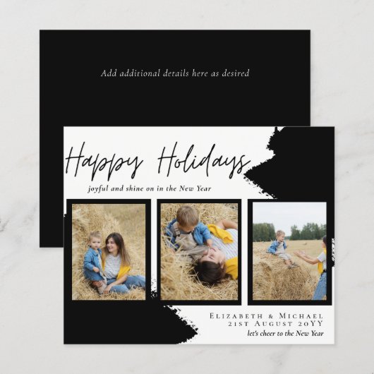 Budget Happy Holidays Fotokarten Abstrakt Moderne (Vorne/Hinten)