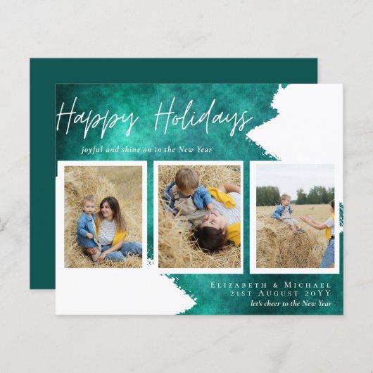 Budget Happy Holidays Fotokarten Abstrakt Moderne (Vorne/Hinten)