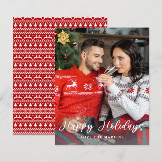 Budget Happy Holidays Fun Script Foto Vertikal (Vorne/Hinten)