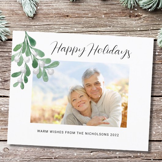 Budget Happy Holidays Mistletoe Foto Holiday Card