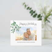 Budget Happy Holidays Mistletoe Foto Holiday Card (Stehend Vorderseite)