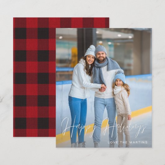 Budget Happy Holidays Modernes Script Foto 2 Verti (Vorne/Hinten)