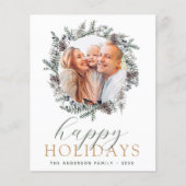 Budget Happy Holidays Weihnachten Dusty Blue Foto Flyer (Vorne)