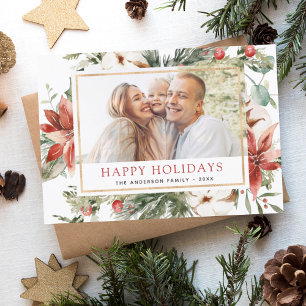 Budget Happy Holidays Weihnachtsgrün Foto Feiertagspostkarte