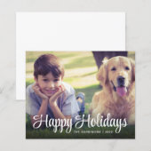Budget Happy Holidays White Script Foto Overlay (Vorne/Hinten)