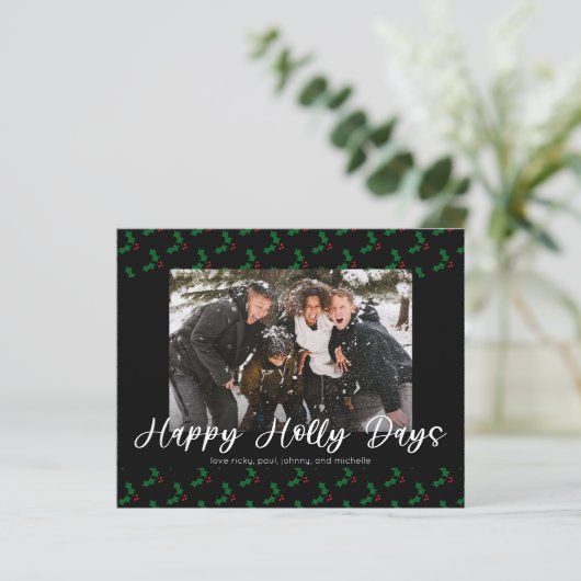 Budget Happy Holly Days Funny Christmas Foto (Stehend Vorderseite)