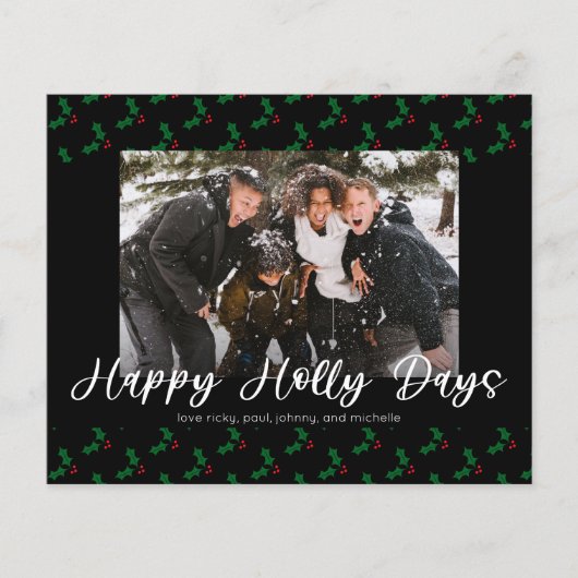 Budget Happy Holly Days Funny Christmas Foto (Vorderseite)
