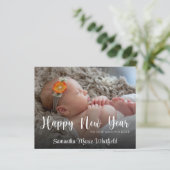 Budget Happy New Year Baby Birth Announcement Card (Stehend Vorderseite)