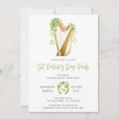 Budget Harp St. Patricks Day Watercolor Party Einladung (Vorderseite)