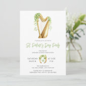 Budget Harp St. Patricks Day Watercolor Party Einladung (Stehend Vorderseite)