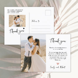 Budget Heart Foto Wedding Danke, Script Postkarte