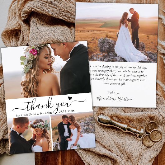 Budget Heart Script Collage Wedding Dankeschön Kar