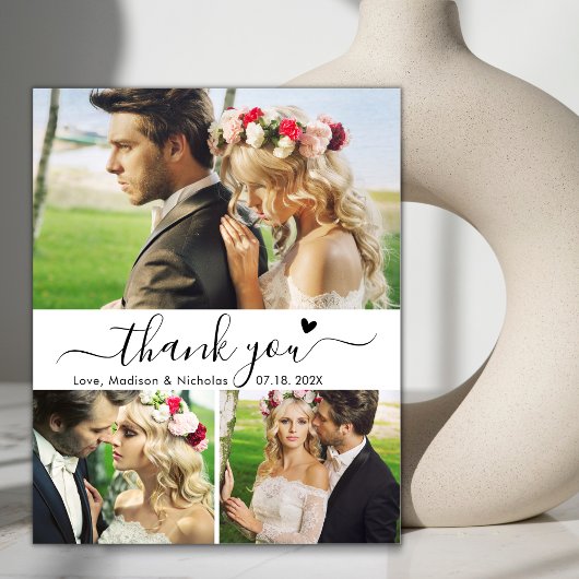 Budget Heart Script Collage Wedding Dankeschön Kar