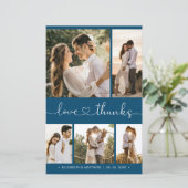 Budget Heart Script Collage Wedding Dankeschön Kar (Stehend Vorderseite)
