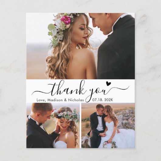Budget Heart Script Collage Wedding Vielen Dank Flyer (Vorne)