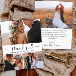 Budget Heart Script Collage Wedding Vielen Dank Flyer<br><div class="desc">Budget, Moderne Minimalistische Elegant "Danke" Script 3 Foto Collage Wedding Danke Ihnen personalisiert erschwinglichen Low Budget Flyer. Stilvolle Hochzeit danke Ihnen Papier Vorlage mit vier (3) Foto auf der Vorderseite und ein Foto auf der Rückseite. Mit dem Text "Danke" in einer Wirblen Hand schreiben Typografie Skript-Schriftart mit Swash-Schwanz und kleine...</div>