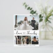 Budget Heart Script Foto Hochzeit Danke Karte (Stehend Vorderseite)