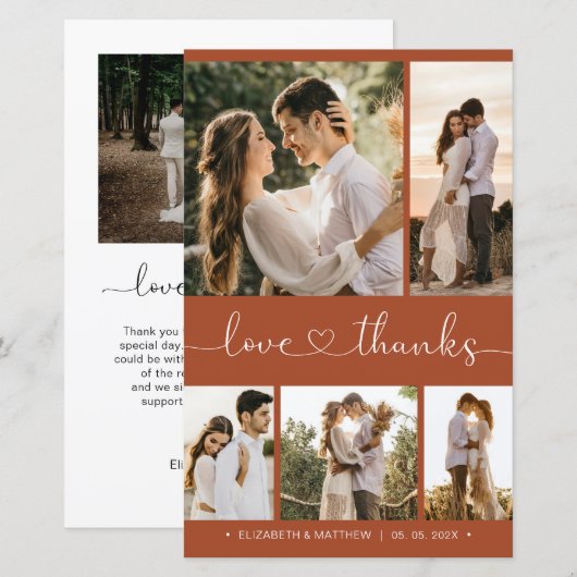 Budget Heart Script Foto Hochzeit Danke Karte (Vorne/Hinten)