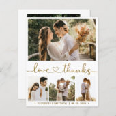 Budget Heart Script Foto Hochzeit Danke Karte (Vorne/Hinten)