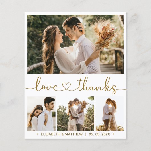 Budget Heart Script Foto Hochzeit Danke Karte (Vorderseite)