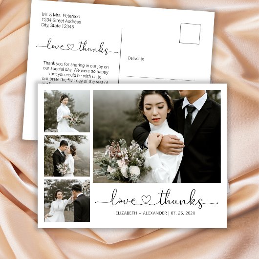 Budget Heart Script Wedding Danke Postcard Postkarte