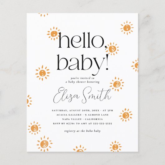 Budget Hello Baby Boho Sunshine Baby Dusche (Vorderseite)