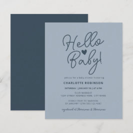 Budget Hello Baby Dusty Blue Baby Dusche Einladung
