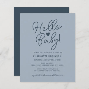 Budget Hello Baby Dusty Blue Baby Dusche Einladung