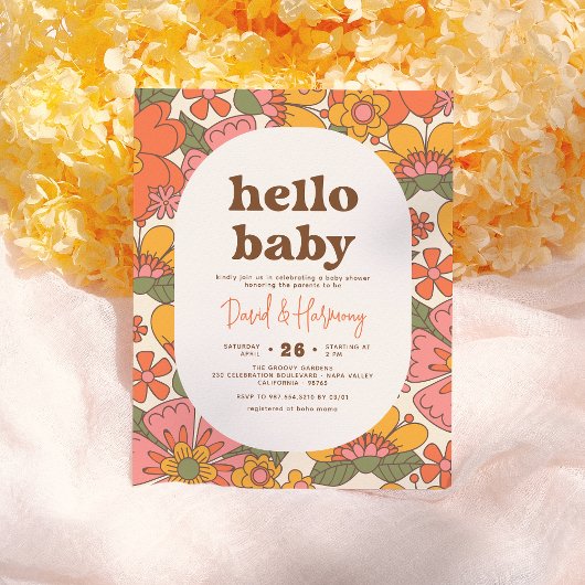 Budget Hello Baby Groovy Retro Blume Kinderdusche