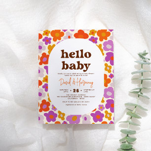 Budget Hello Baby Retro Orange Daisy Baby Dusche