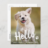 Budget Hello New Pet Foto Welpe Dog Ankündigung (Vorne/Hinten)