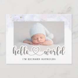 Budget Hello World Baby Announctions Card Postkarte