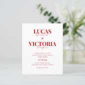 Budget hellrotes Foto QR-Code Hochzeit einladen (Stehend Vorderseite)