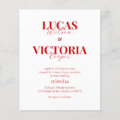 Budget hellrotes Foto QR-Code Hochzeit einladen (Vorderseite)