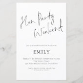 Budget Hen Party Script Itinerary Weekend Einladun (Vorderseite)