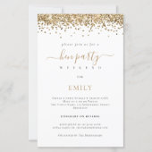 Budget Hen Weekend Gold Glitzer Einladung (Vorderseite)