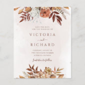 Budget Herbst-Blumen-Botanik Save The Date (Vorderseite)