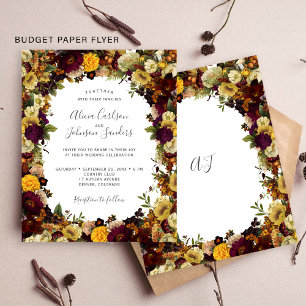 Budget Herbst Blumen Hochzeits-Einladung Flyer