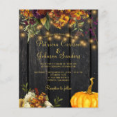 BUDGET Herbst Blumen Hochzeitshüttenholz Einladung (Vorderseite)