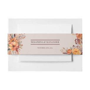Budget Herbst-Blumen-QR-Code-Rsvp Hochzeitsdetails Einladungsbanderole