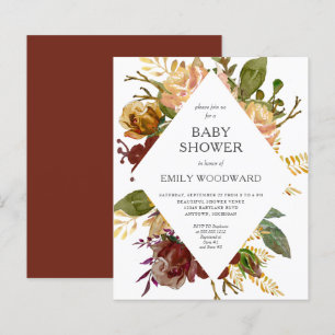 Budget Herbst-Blumenrahmen-Baby-Shower-Einladung