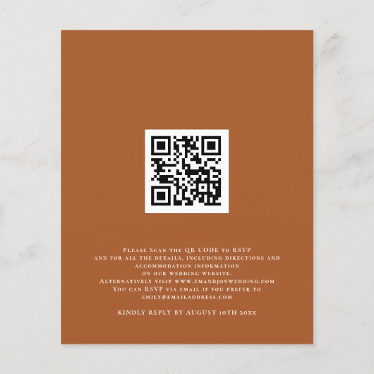 Budget Herbst Florals QR Code Hochzeitsempfang (Rückseite)