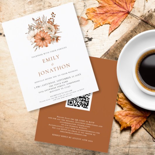 Budget Herbst Florals QR Code Hochzeitsempfang