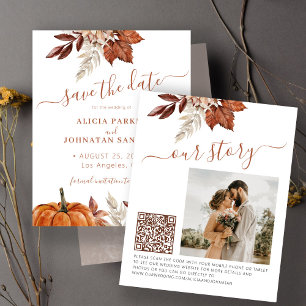 Budget Herbst Hochzeitsfoto QR Save-the-Date-Karte