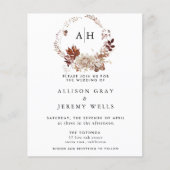 Budget Herbst Monogram Wedding Einladung Flyer (Vorne)