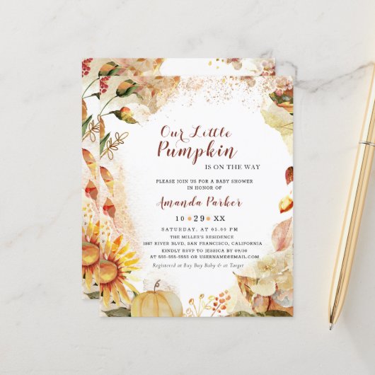 Budget Herbst Pumpkin Sonnenblumendusche (Vorderseite/Rückseite Beispiel)