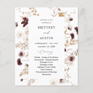 Budget Herbst-Wildblumen Florale Hochzeitszeremoni Flyer