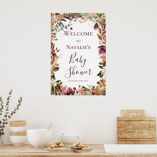 Budget Herbstblütendusche Begrüßungszeichen Poster (Küche)